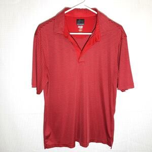Greg Norman M Polo Shirt Men Red Stripe ML75 2Below Play Dry Golf Polyester